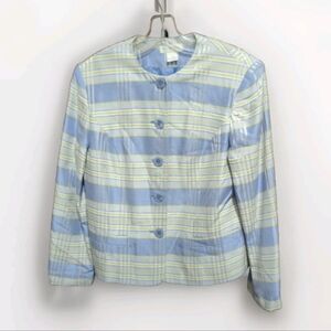 Worthington Women's Blazer Blue White Bit Of Yellow Tweed Blazer/Jacket Sz 8